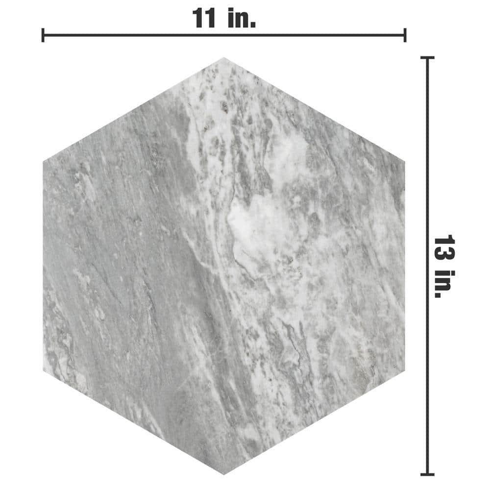Marbilia Hex Bardiglio w/Biotech 11" x 13" Porcelain Marble Look Wall & Floor Tile