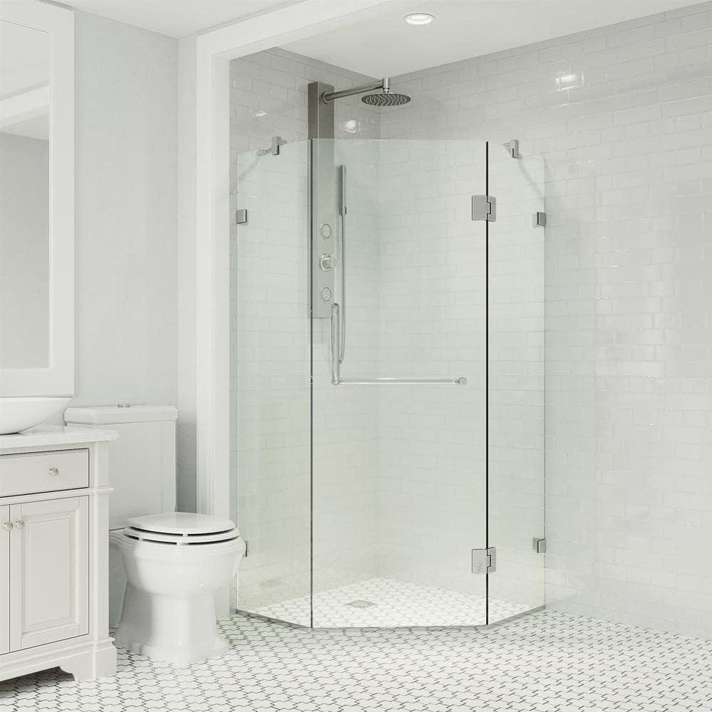 Piedmont 36" W x 36" D x 73" H Hinged Frameless Shower Enclosure with 3/8Clear Glass