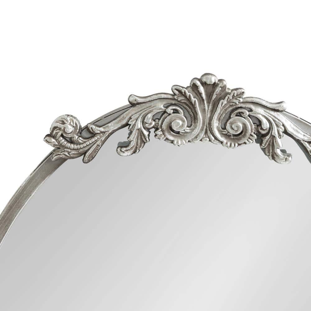 Kate & Laurel All Things Decor 18"x24" Arendahl Traditional Vertical Oval Wall Mirror Silver: No Assembly, Metal Frame, Wall Mounted