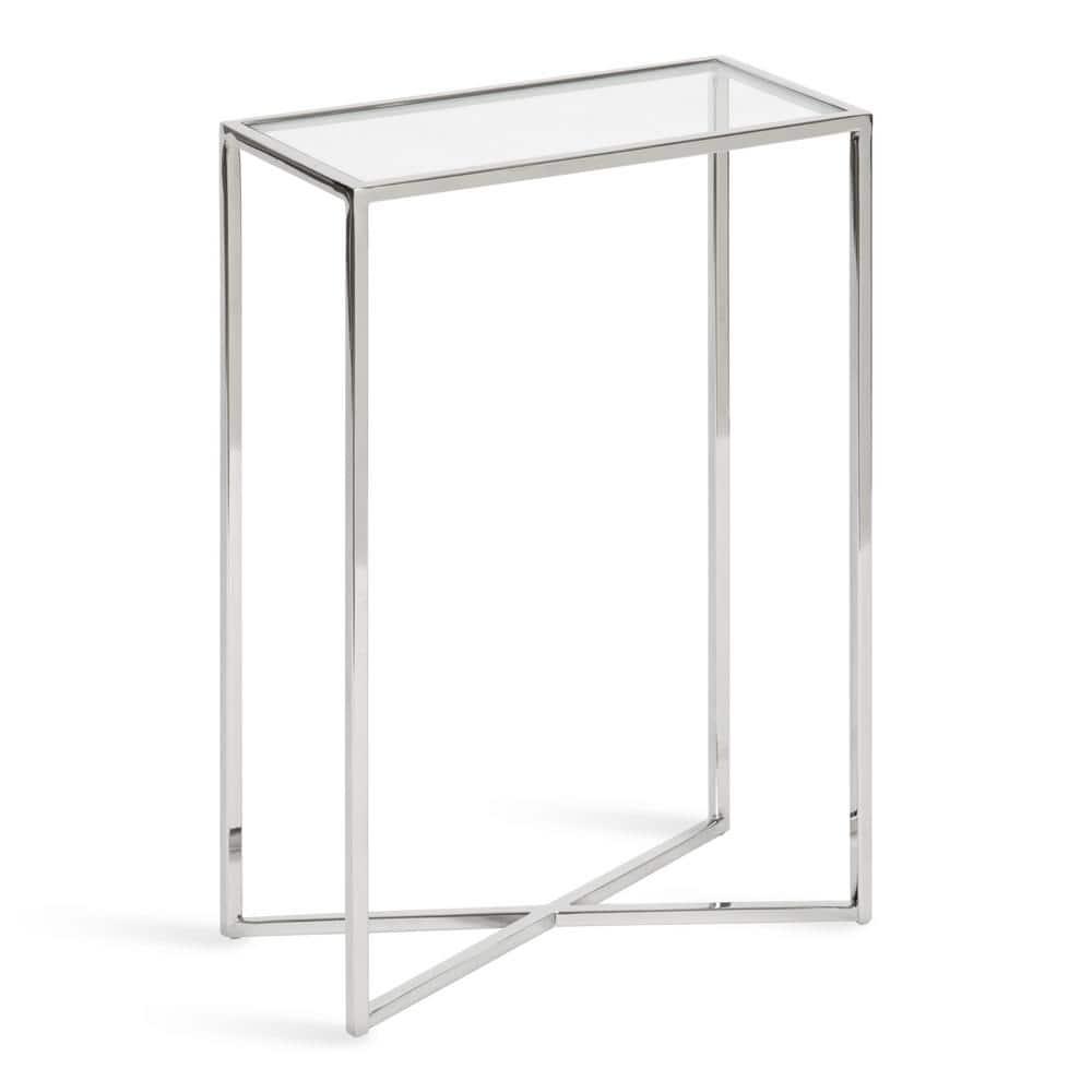Kate and Laurel Jaspur Rectangle Metal Side Table, 16x8x24, Silver