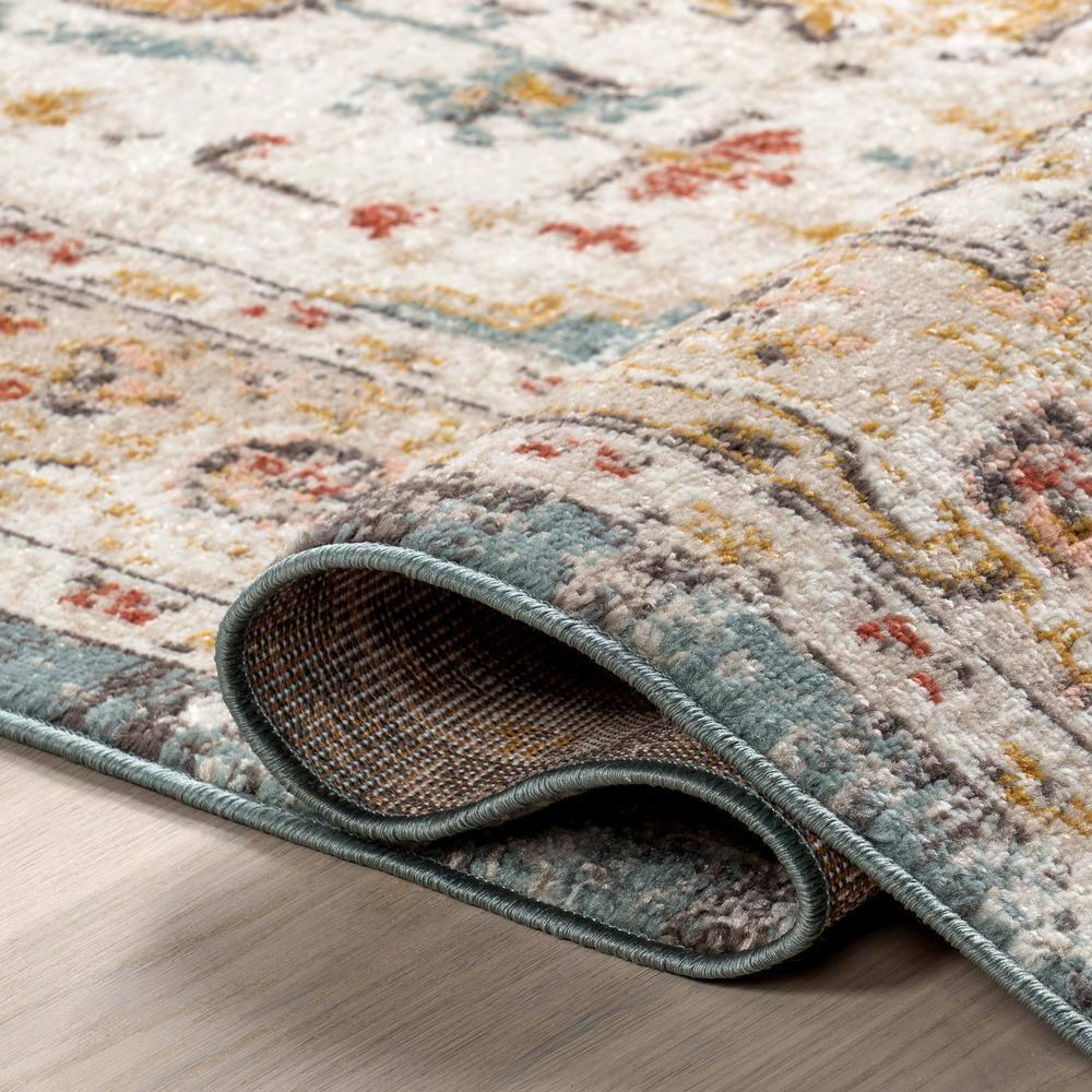 Nuloom 2x10 Justine Vintage Medallion Indoor Area Rug, Beige, Faded Persian Design, Stain Resistant, BedroomLiving Room, Kitchen,