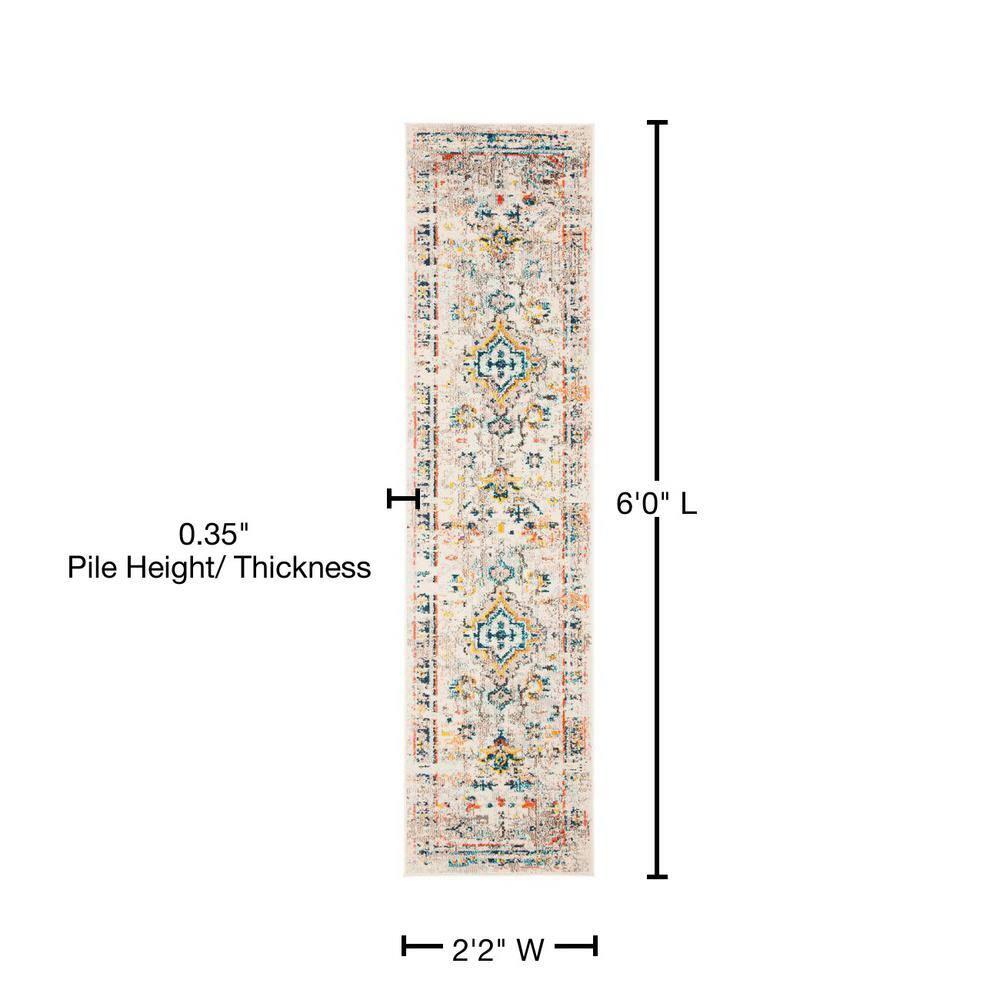 Madison MAD474 Power Loomed Indoor Runner Rug - Cream/Blue - 2'2"x6' - Safavieh