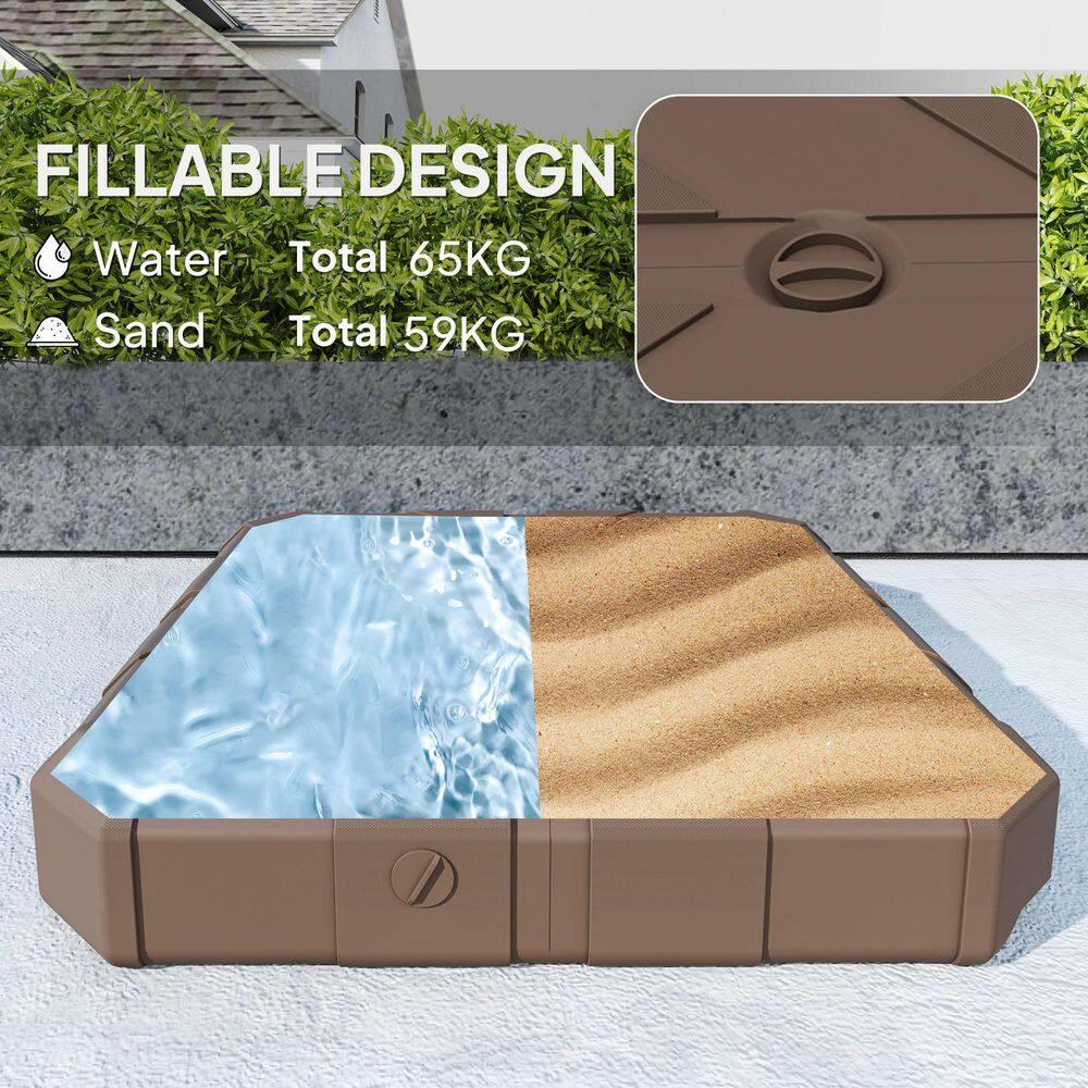 Outsunny Cantilever Offset Umbrella Base, Heavy Duty Outdoor Umbrella Stand Base, Stand/Water Filled Patio Umbrella Base for Garden Poolside, Brown