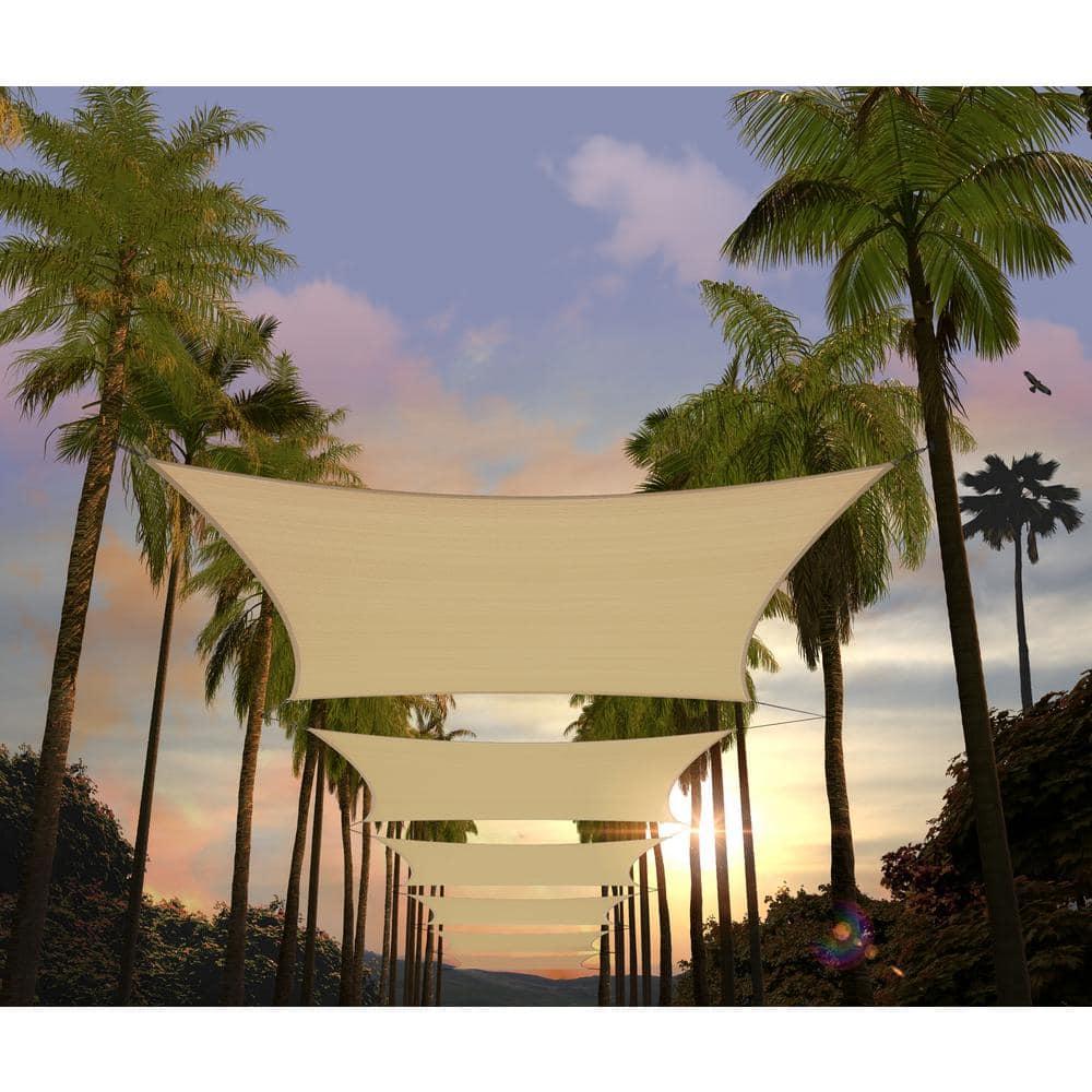 Amgo 12' x 18' Beige Rectangle Sun Shade Sail Canopy Awning UPF50+ AGTAPR0810, 95% UV Blockage, Water & Air Permeable, Commercial and Residential, 3 Years Warranty (We Make Custom Size)