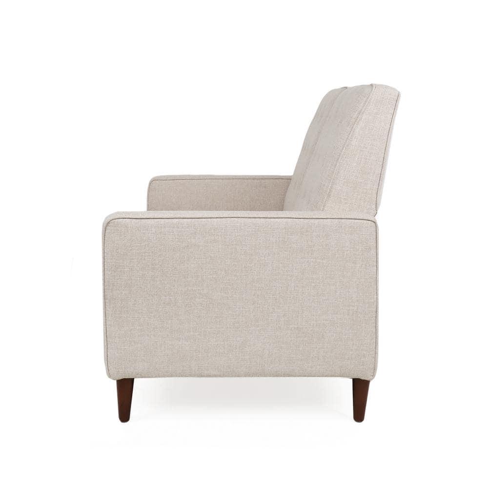 Noble House Craigue Fabric Tufted Loveseat Pushback Recliner, Beige