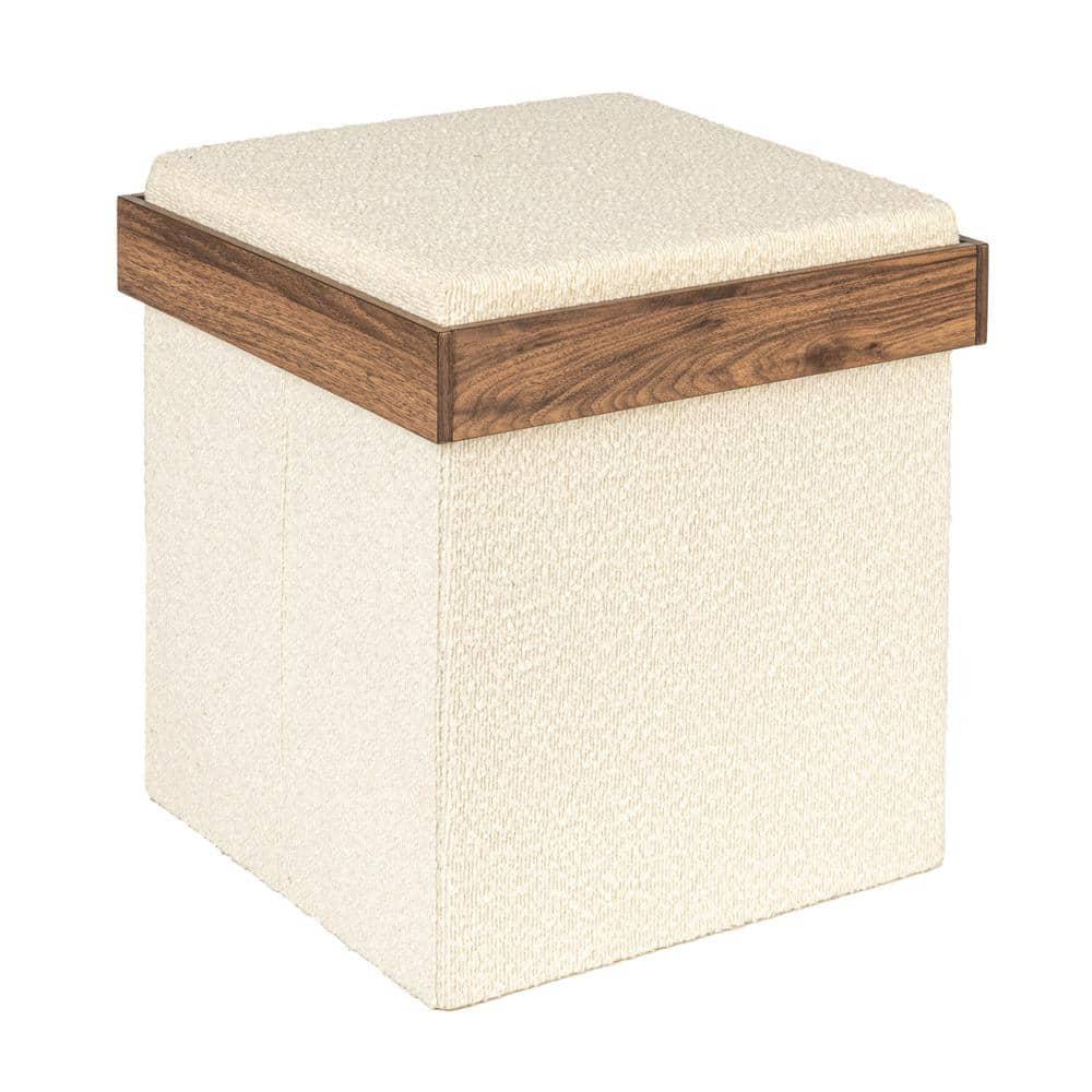 Household Essentials Versatile Boucle Ottoman With Hidden Storage