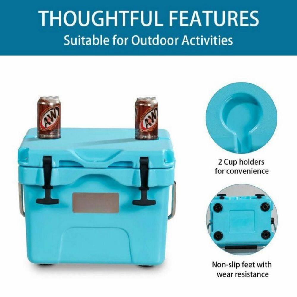Costway 16 Quart Cooler Portable Ice Chest Leak-proof 24 Cans Ice Boxfor Camping