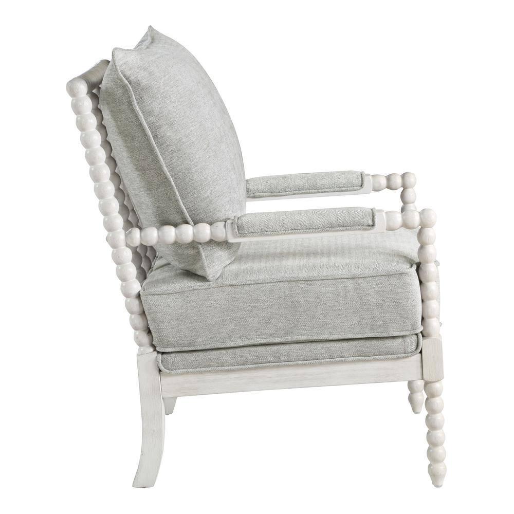Kaylee Spindle Chair in Smoke Gray Fabric with White Frame