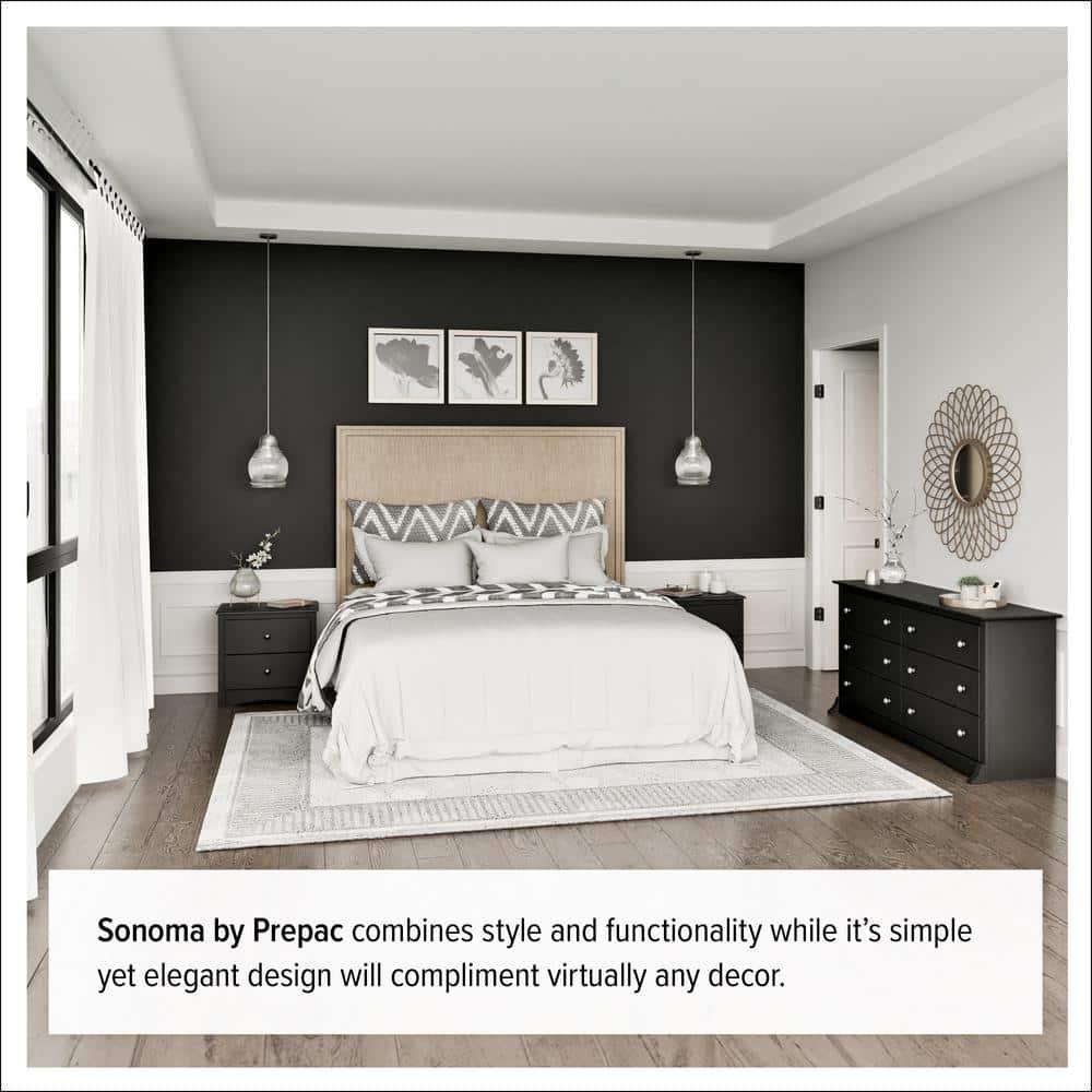 Prepac Sonoma Superior 5-Drawer Chest for Bedroom - Spacious and Stylish Chest of Drawers, Measuring 17.75"D x 31.5"W x 44.75"H, In Black Finish