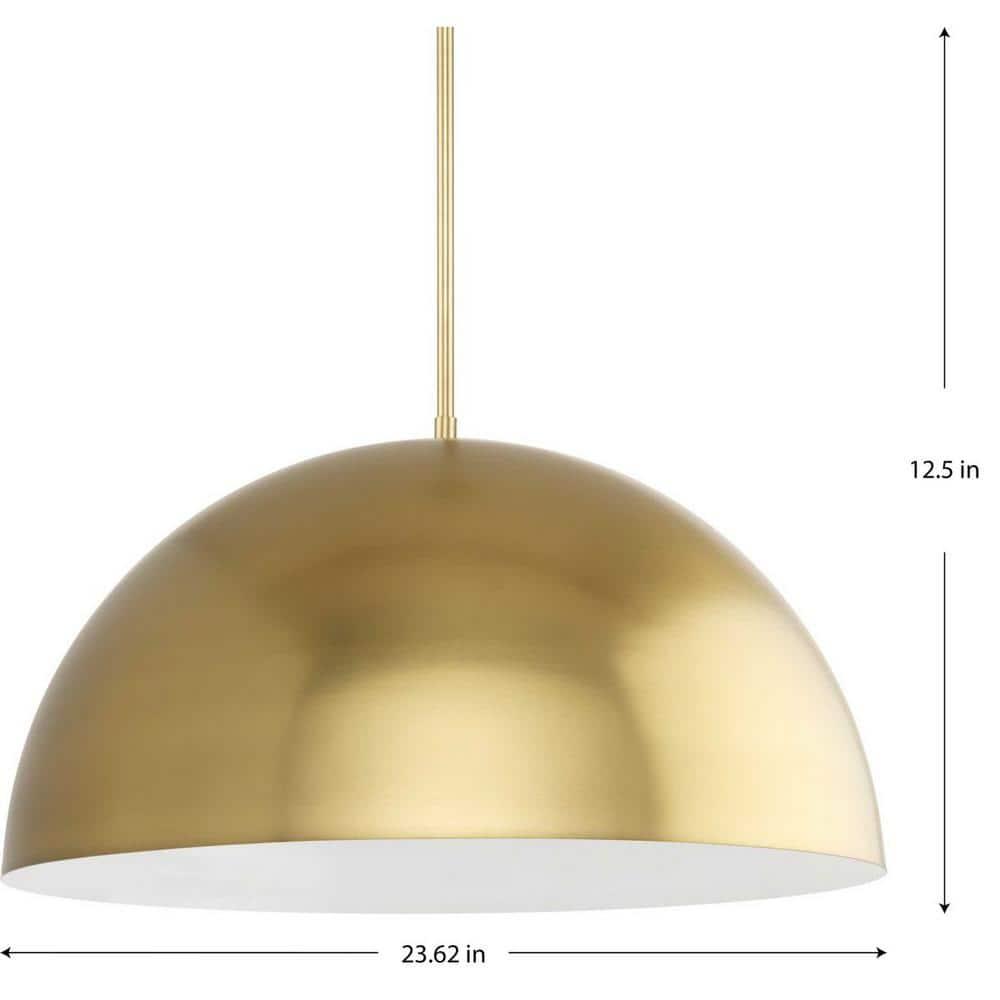Progress Lighting, Perimeter, 1-Light Pendant, Brushed Gold, Open Shade: Iconic modern design with elegant metal dome.