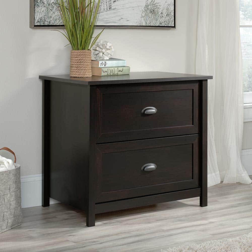 2 Drawer County Line Lateral File Cabinet Estate Black - Sauder: Modern Style, MDF, Paper Laminate Surface