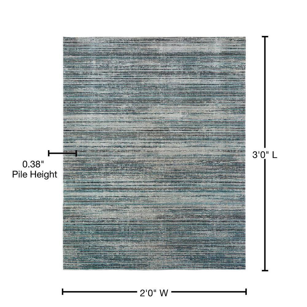 Aqua Strie 2 ft. x 3 ft. Indoor/Outdoor Area Rug