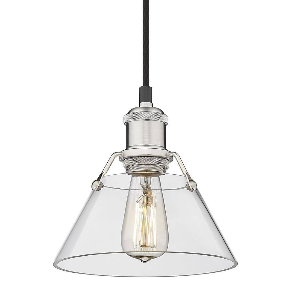 Golden Lighting Orwell 1-Light Mini Pendant in Pewter with Clear Glass