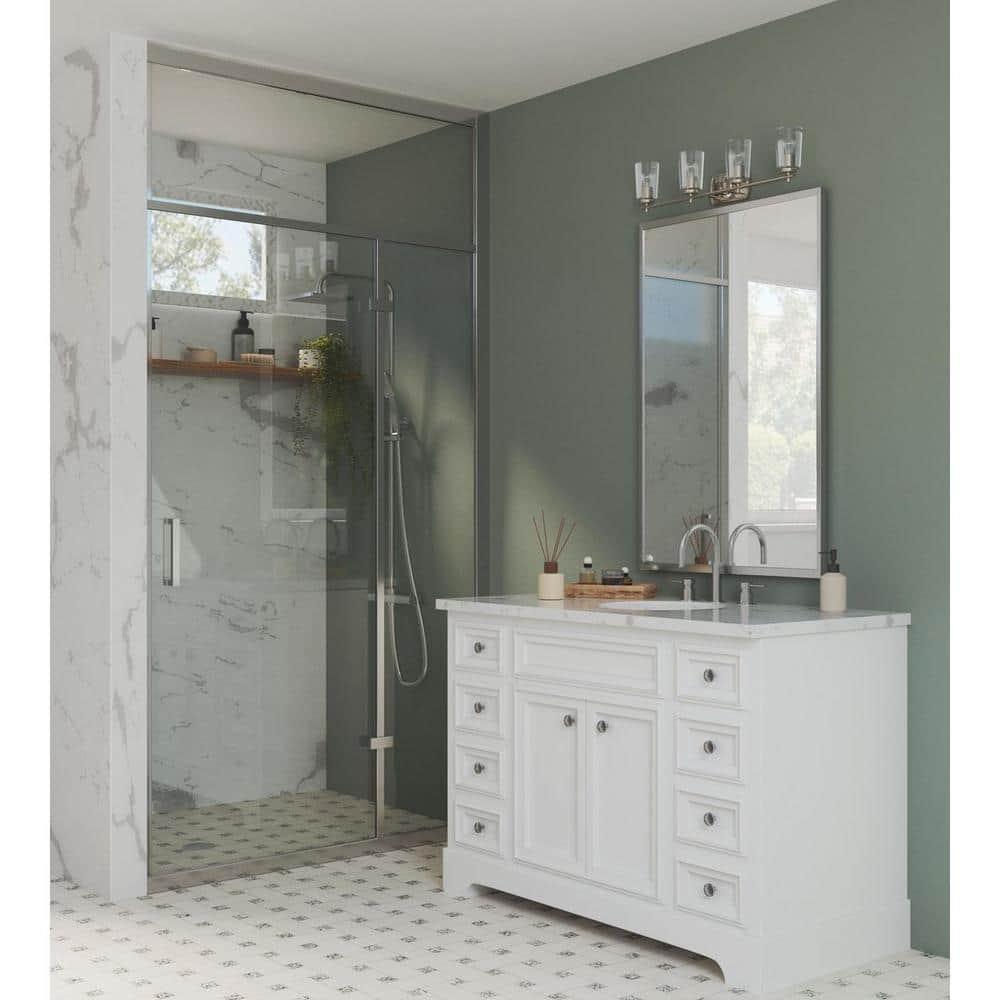 Progress Lighting Adley 4-Light Bath Vanity in Polished Nickel with Clear Glass Shades