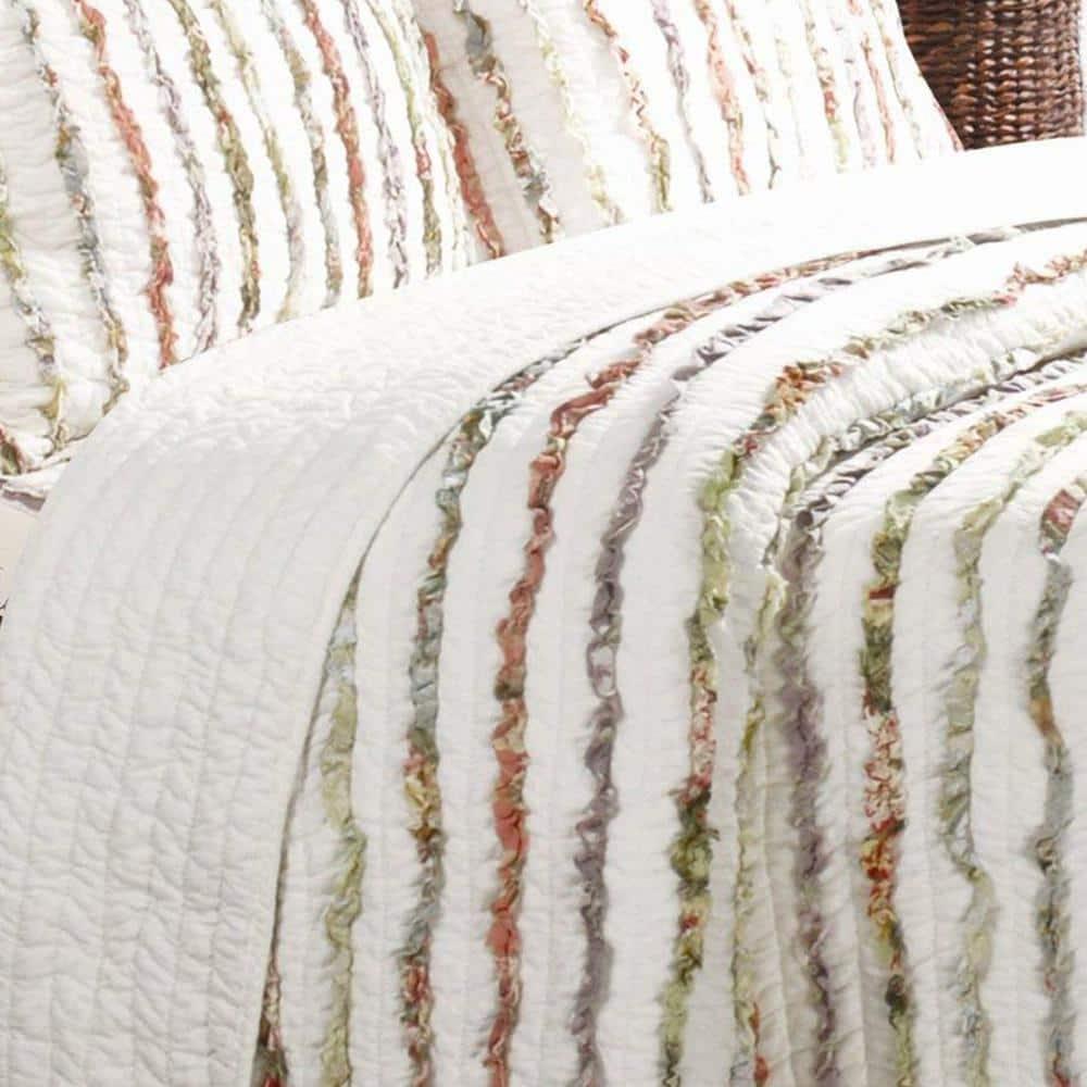 Greenland Home Fashions Bella Ruffle Cotton Modern Farmhouse Quilt Set