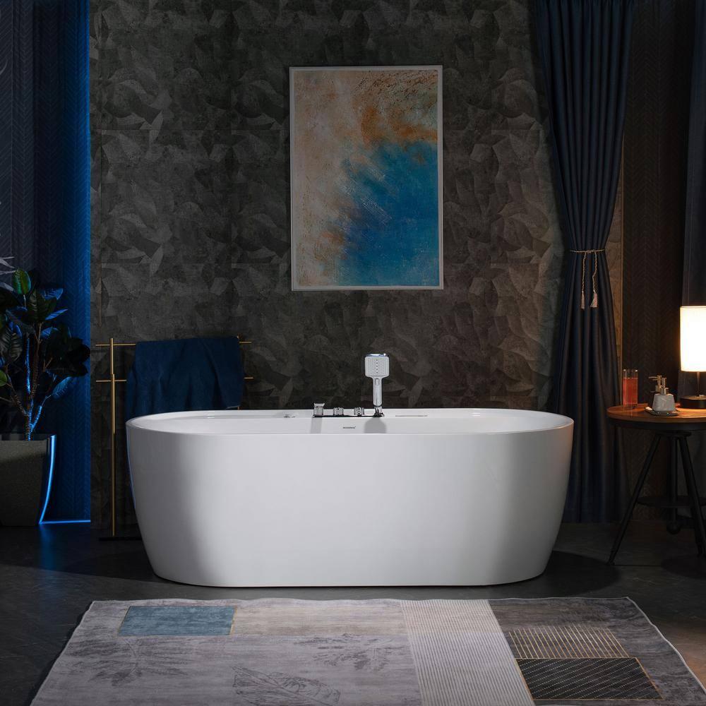 72" x 35.4" Whirlpool and Air Bath Heated Soaking Combination Tub with Tub Filler