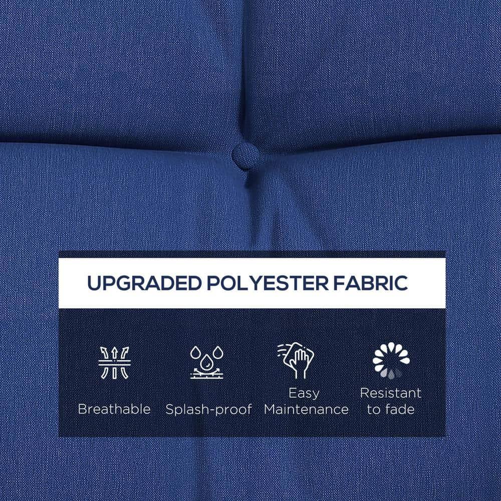 Outsunny 59" Tufted Bench Cushions & Throw Pillows, Replacement Bench Seat Pad, Back & 2 Pillows for Outdoor Furniture, Navy Blue