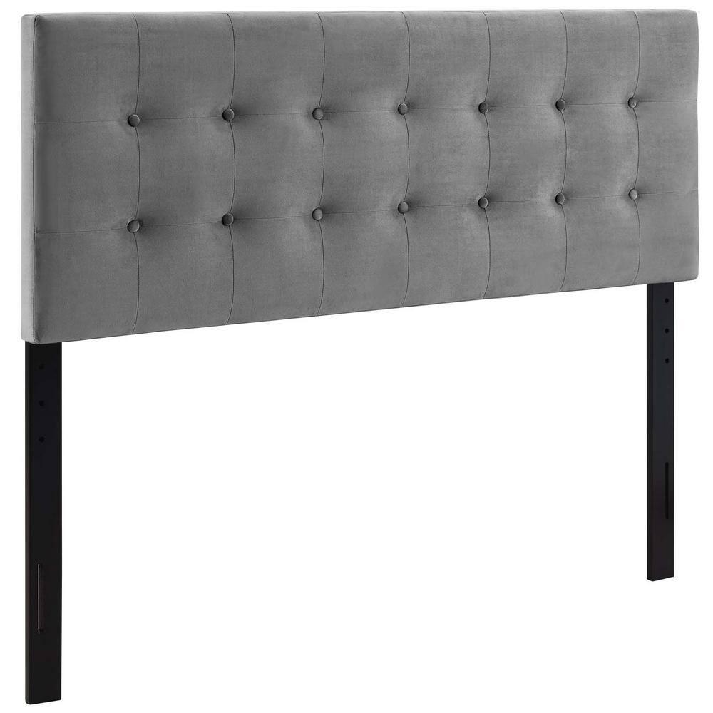 Modway Full Emily Tufted Performance Velvet Headboard Gray: Padded, Adjustable, Wood Frame Mounted