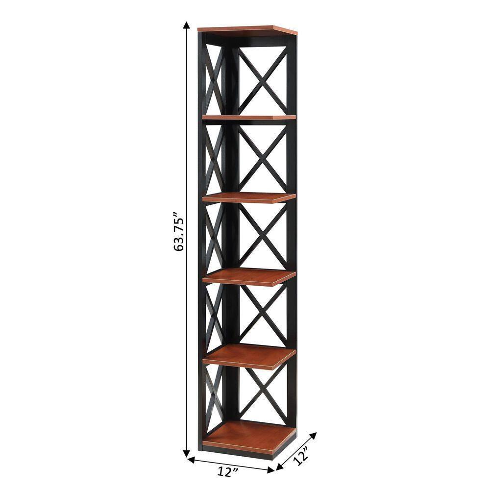 Convenience Concepts Oxford 5 Tier Corner Bookcase, Cherry and Black