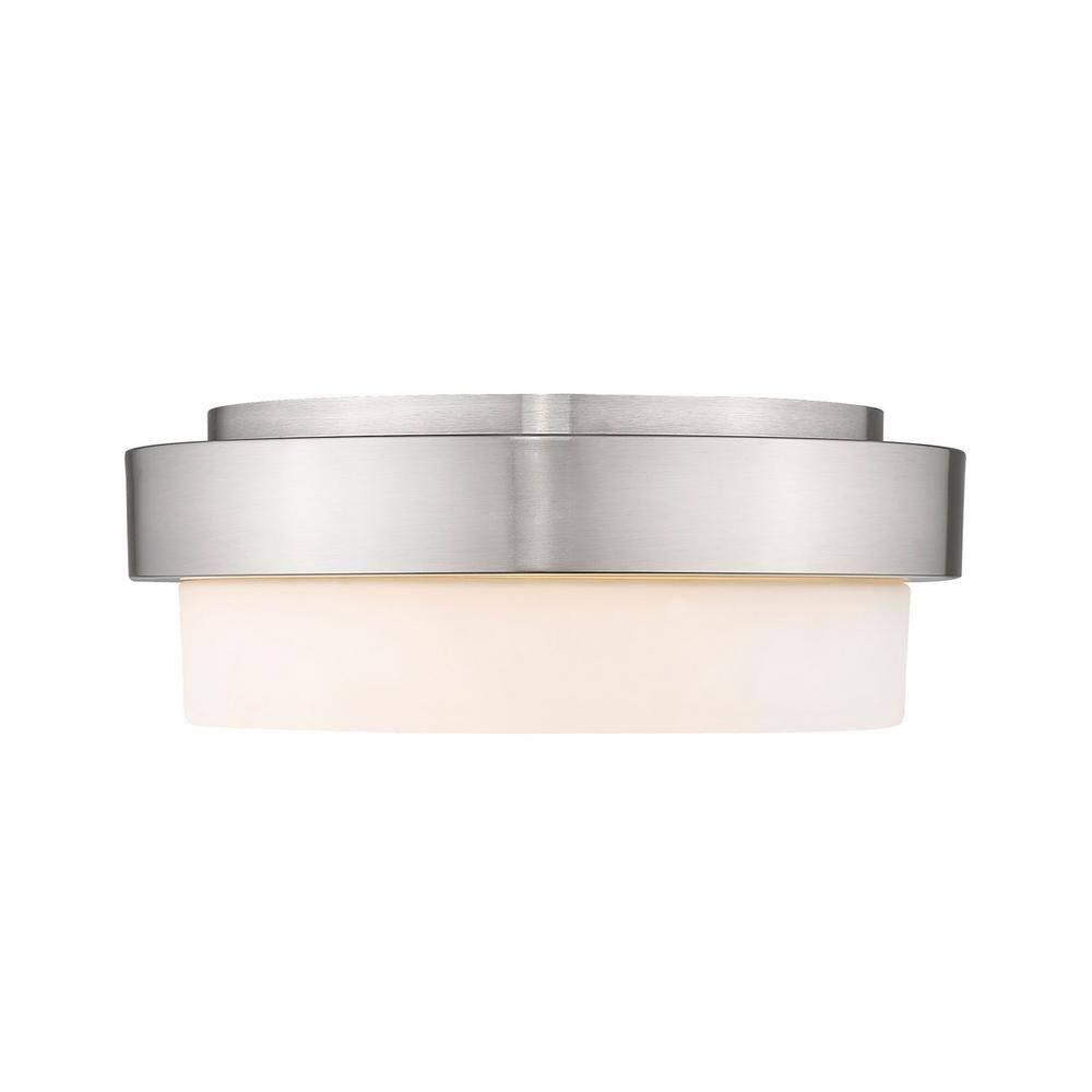 Golden Lighting Multi-Family 11" 2-Light Flush Mount in Pewter with Opal Glass