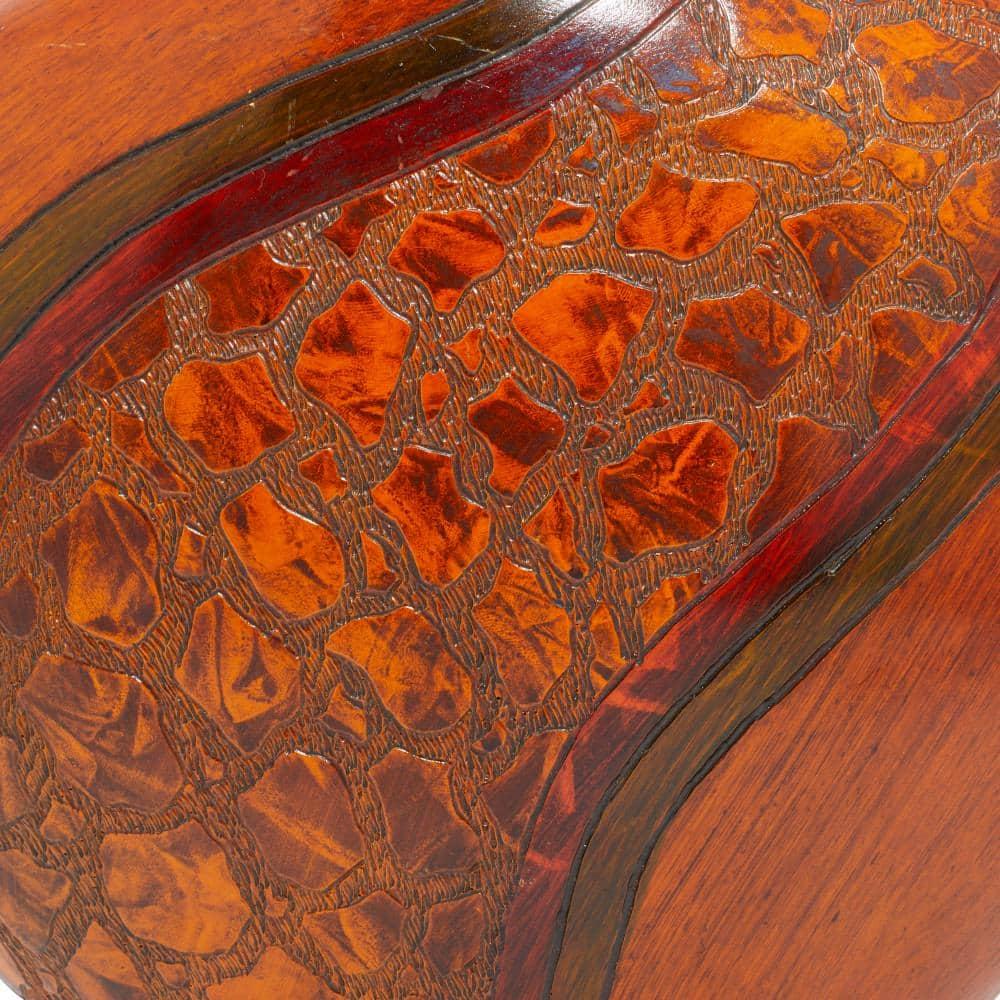 DecMode 14" Brown Polystone Vase with Embossed Details