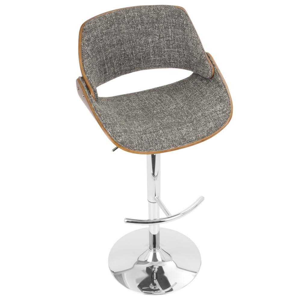Fabrizzi Mid-Century Modern Adjustable Barstool with Swivel in Walnut and Grey by LumiSource