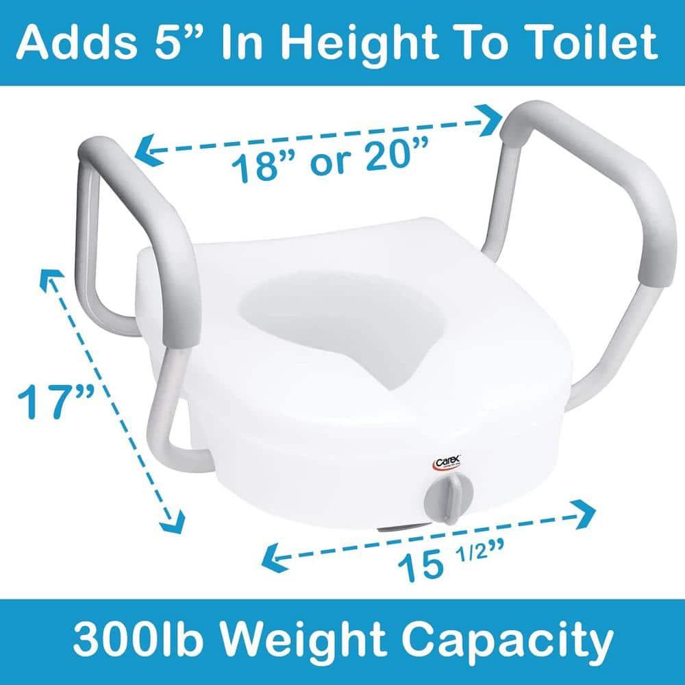 Carex E-Z Lock Raised with Armrests Toilet Seat - White