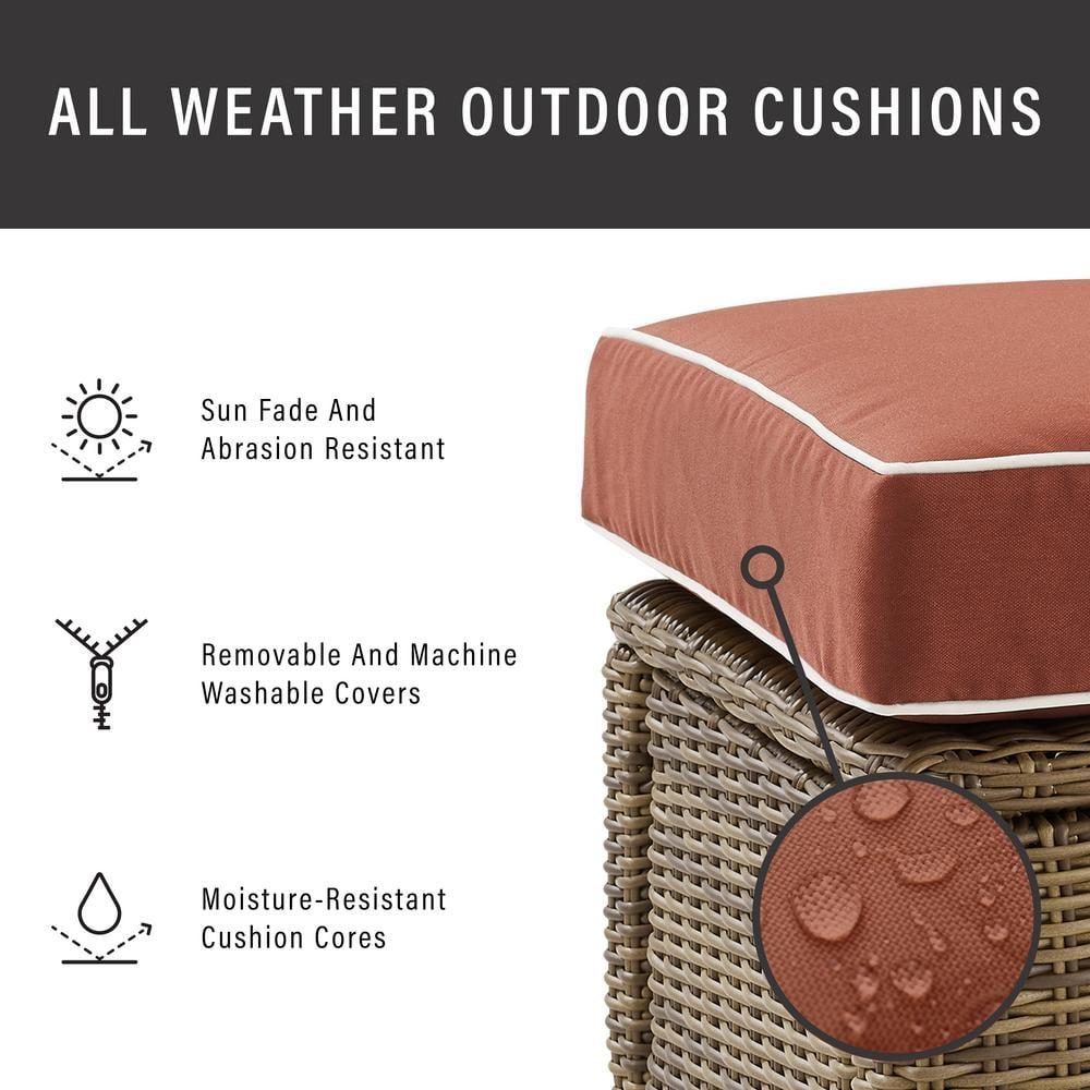 Bradenton Outdoor Wicker Sofa Conversation Set with Sangria Cushions - 5 Piece