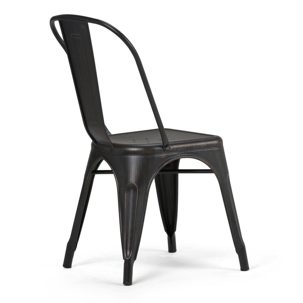 Simpli Home Fletcher Industrial Iron Dining Chair with Stackable Design and Protective Rubber Caps (Set of 2) (Set of 2)