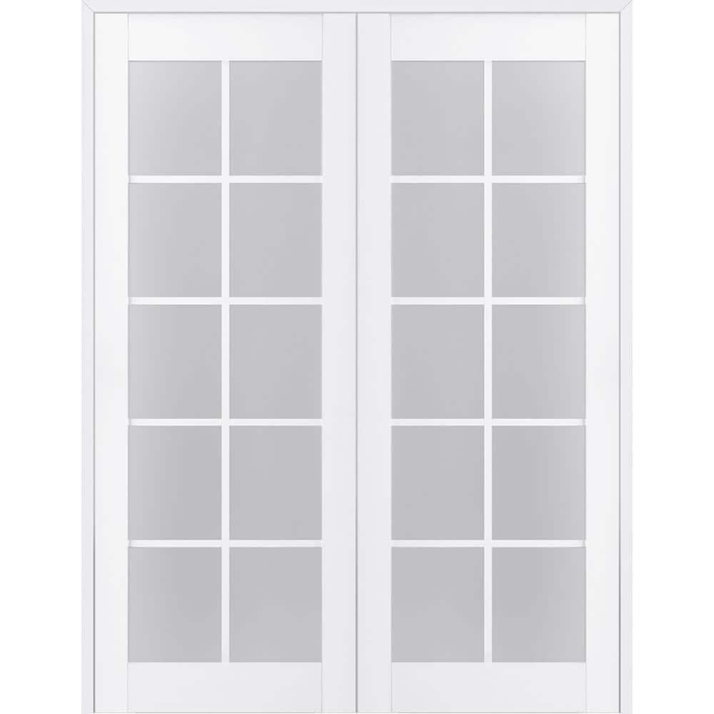Palladio Active 10-Lite Frosted Glass Wood Composite Double Prehung French Door