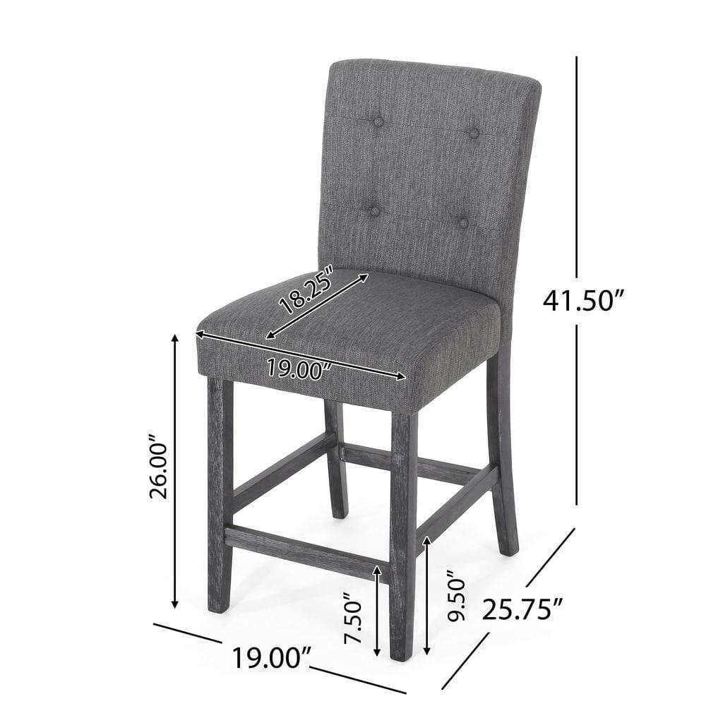Noble House Darke Fabric Button Tufted Counter Stools, Set of 2, Charcoal and Gray