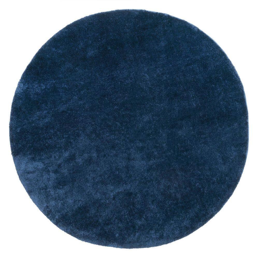 nuLOOM 4' Round Cozy Plush SuperiorWash Area Rug, Machine Washable, Non-Slip, Soft Fluffy Shag Carpet for Living Room Bedroom Nursery, Loni Navy