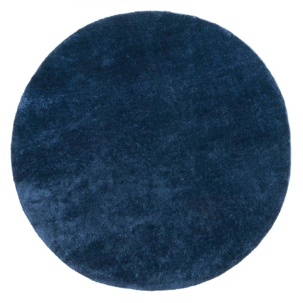 nuLOOM 4' Round Cozy Plush SuperiorWash Area Rug, Machine Washable, Non-Slip, Soft Fluffy Shag Carpet for Living Room Bedroom Nursery, Loni Navy