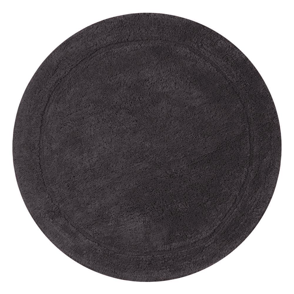 HOME WEAVERS WaterFord Collection Bathroom Rug 100% Cotton Tufted Round Shape Bathroom Rug, Soft & Absorbent Bath Rugs, Non-Slip Bath Carpet, Machine Wash Dry Bath Mats - 30" Round, Grey