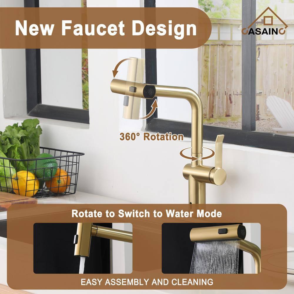 Willow Single Handle Pull Out Kitchen Faucet with Touchless Sensor, Three-function Mode Sprayer