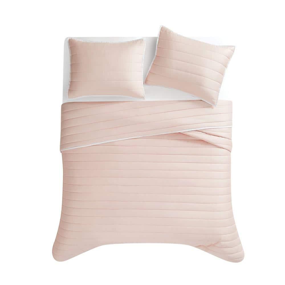 Blush Cotton Full Quilt Set with Polyfill and Shams