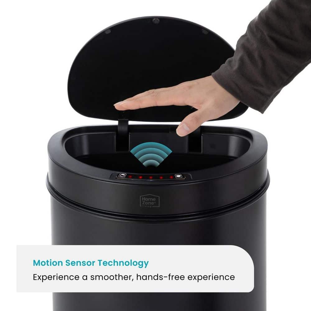 Home Zone Living 13 Gallon Automatic Trash Can With Motion Sensor, Black
