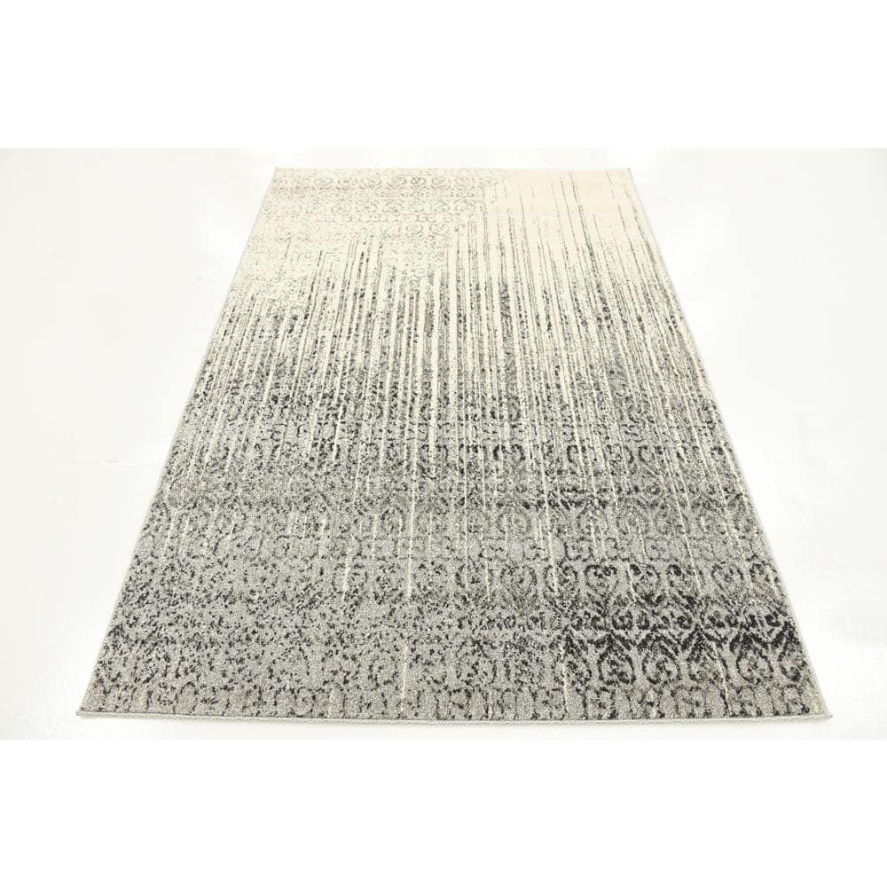 Unique Loom Del Mar Collection Area Rug - Jennifer (4' 1" x 6' 1" Rectangle Gray/Black)