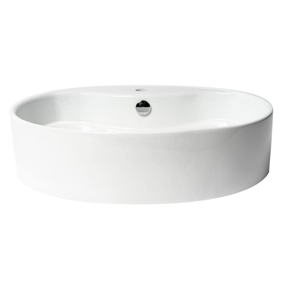 Alfi Brand 18.13'' White No Oval Bathroom Sink with Overflow