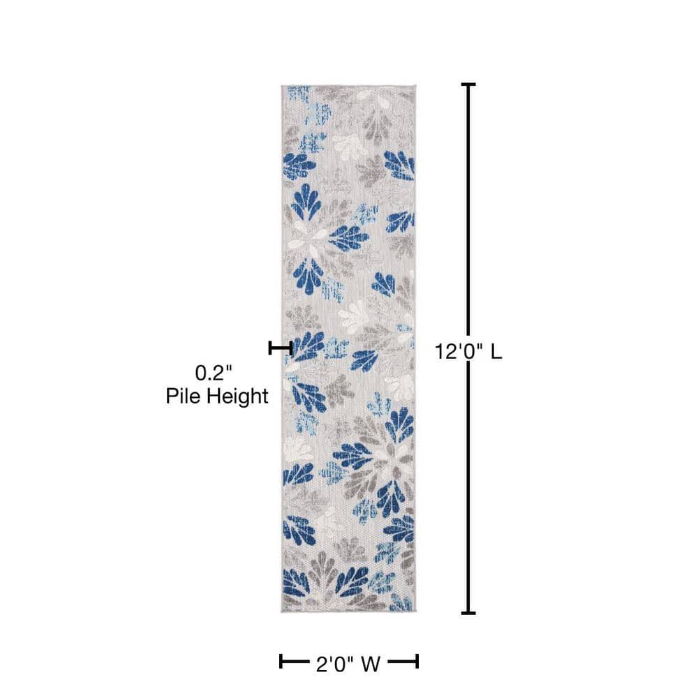 Cabana CBN800 Power Loomed Indoor/Outdoor Runner Rug - Grey/Blue - 2'x12' - Safavieh.
