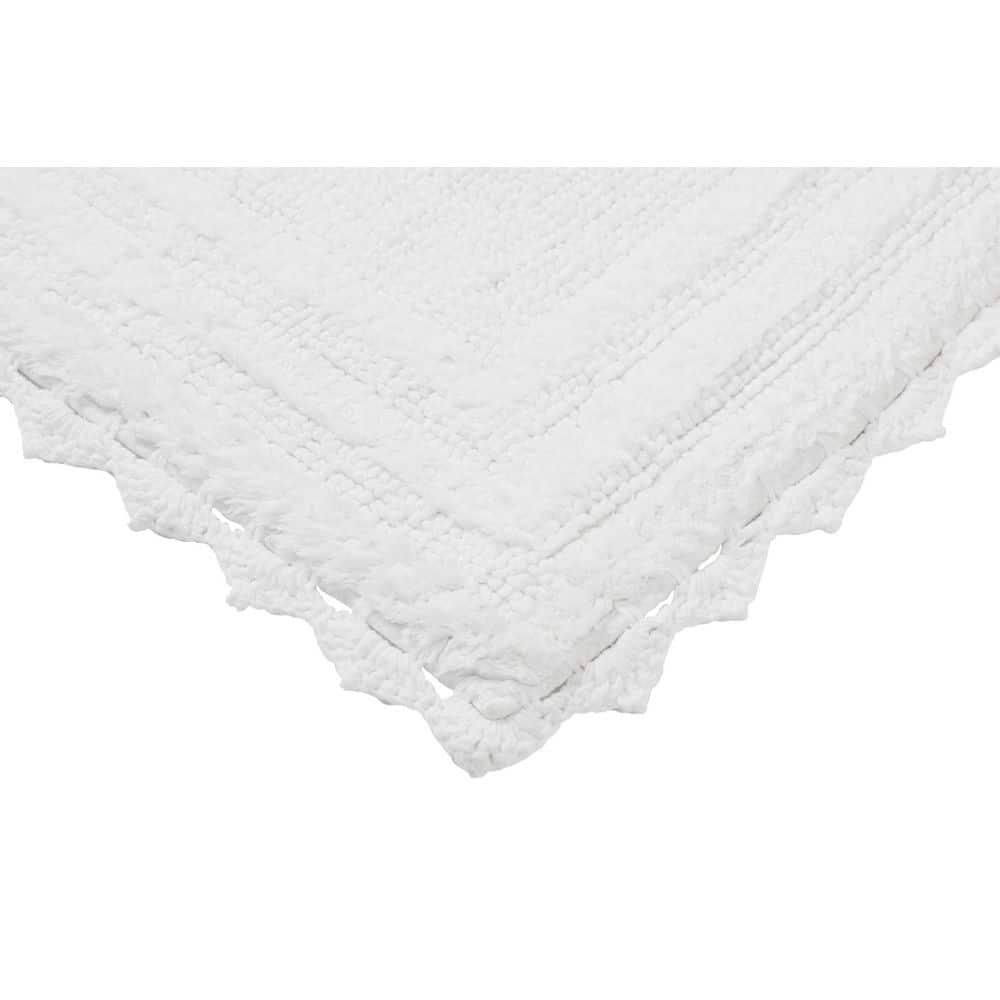 Better Trends Lilly Crochet 100% Cotton Tufted Reversible Bath Rug 21" x 34" Rectangle - White