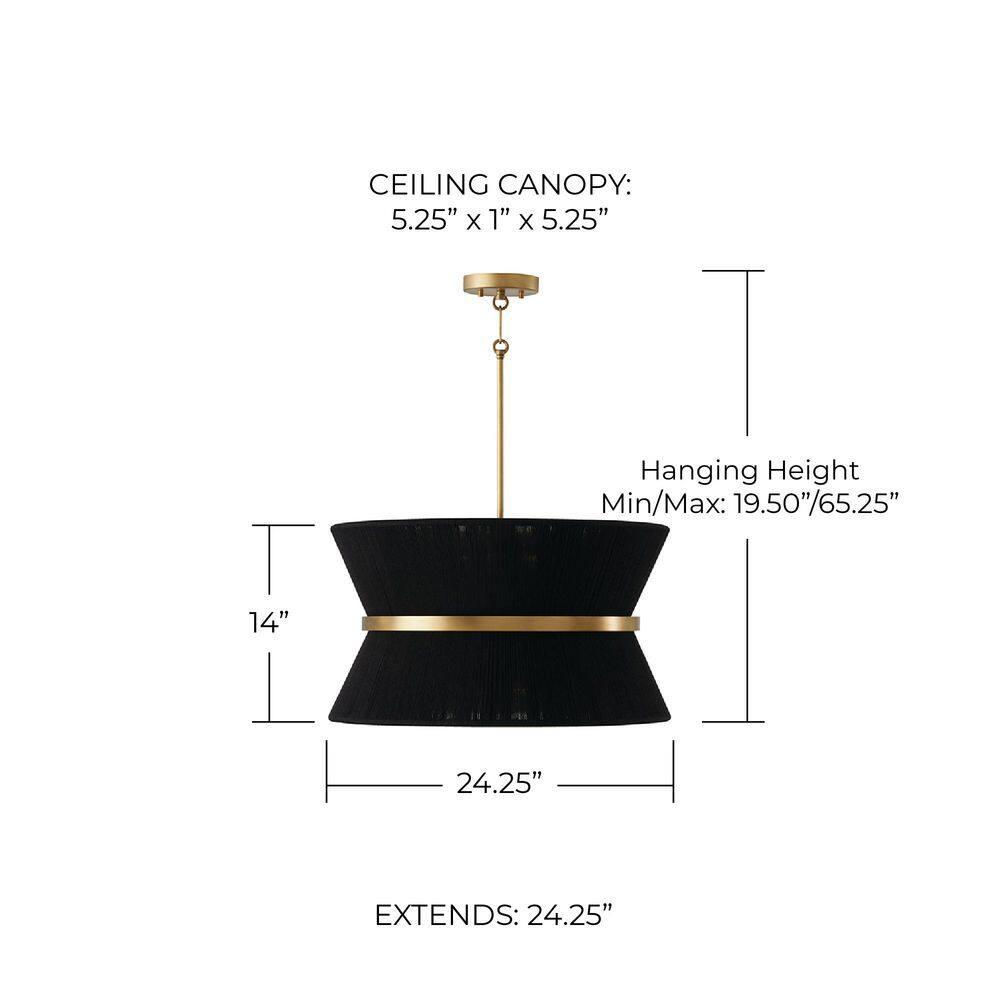 8 Light Pendant-Black Rope/Patinaed Brass Finish Capital Lighting 341281Kp