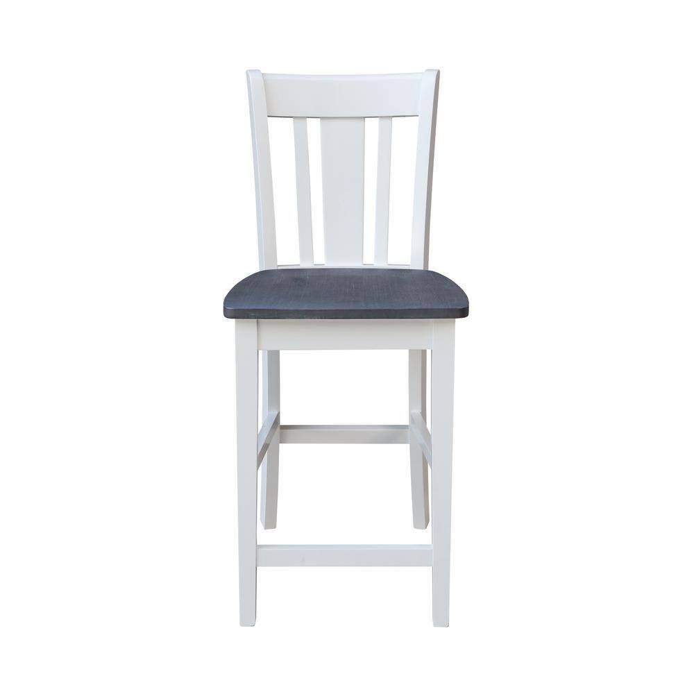 24" San Remo Counter Height Barstool White - International Concepts: Hardwood Frame, Armless Design, Fixed Seat