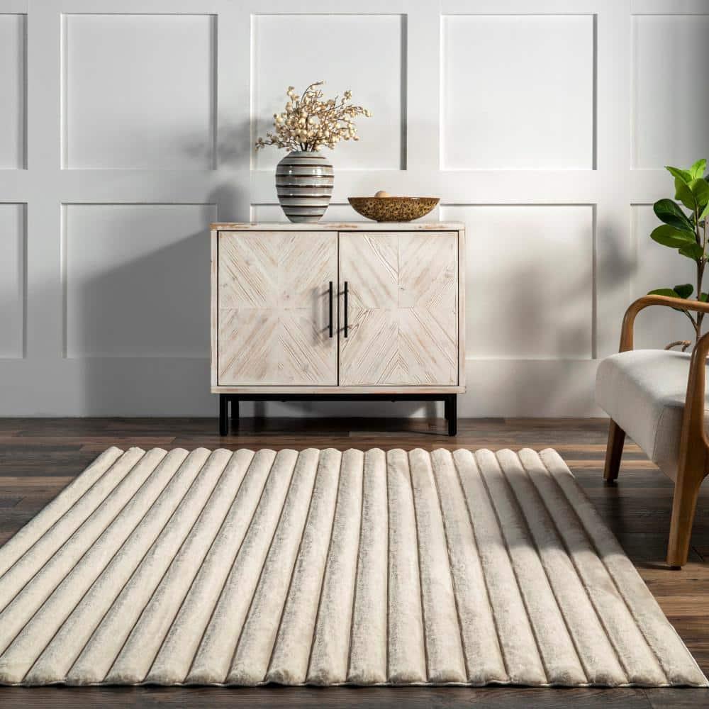 nuLOOM 2' x 6' Cozy Plush SuperiorWash Area Rug, Machine Washable, Non-Slip, Soft Fluffy Shag Carpet for Living Room Bedroom Nursery, Kai Beige