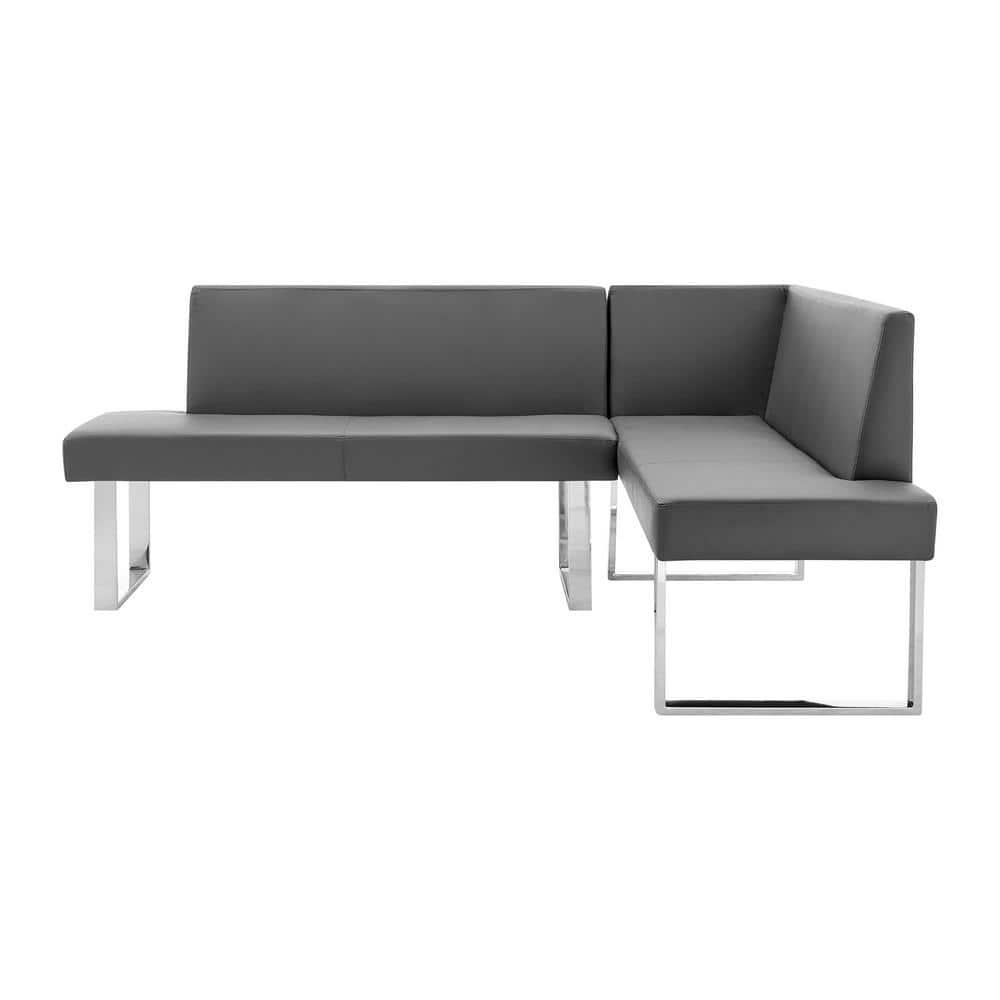 Amanda Contemporary Nook Corner Dining Bench: Chrome Legs, Padded Seat - Armen Living