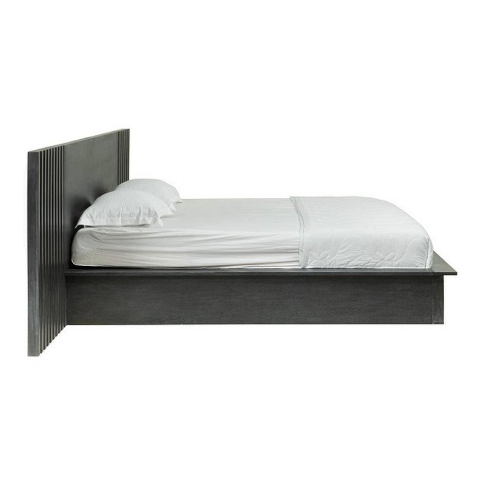 Benjara Cid Queen Platform Bed, 2 Drawers, Wall Headboard