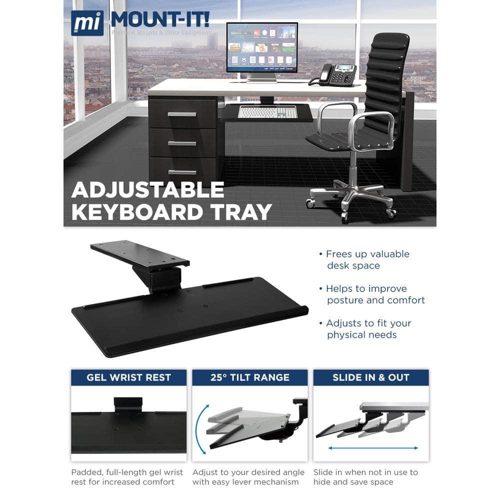 Mount-it Mount-It! Under Desk Keyboard Tray and Mouse Platform with Gel Wrist Pad, 17 inch Space Saving Track