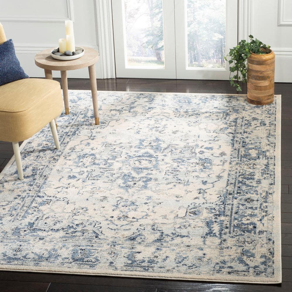 Charleston CHL411 Loomed Indoor Area Rug - Ivory/Navy - 8'x10' - Safavieh