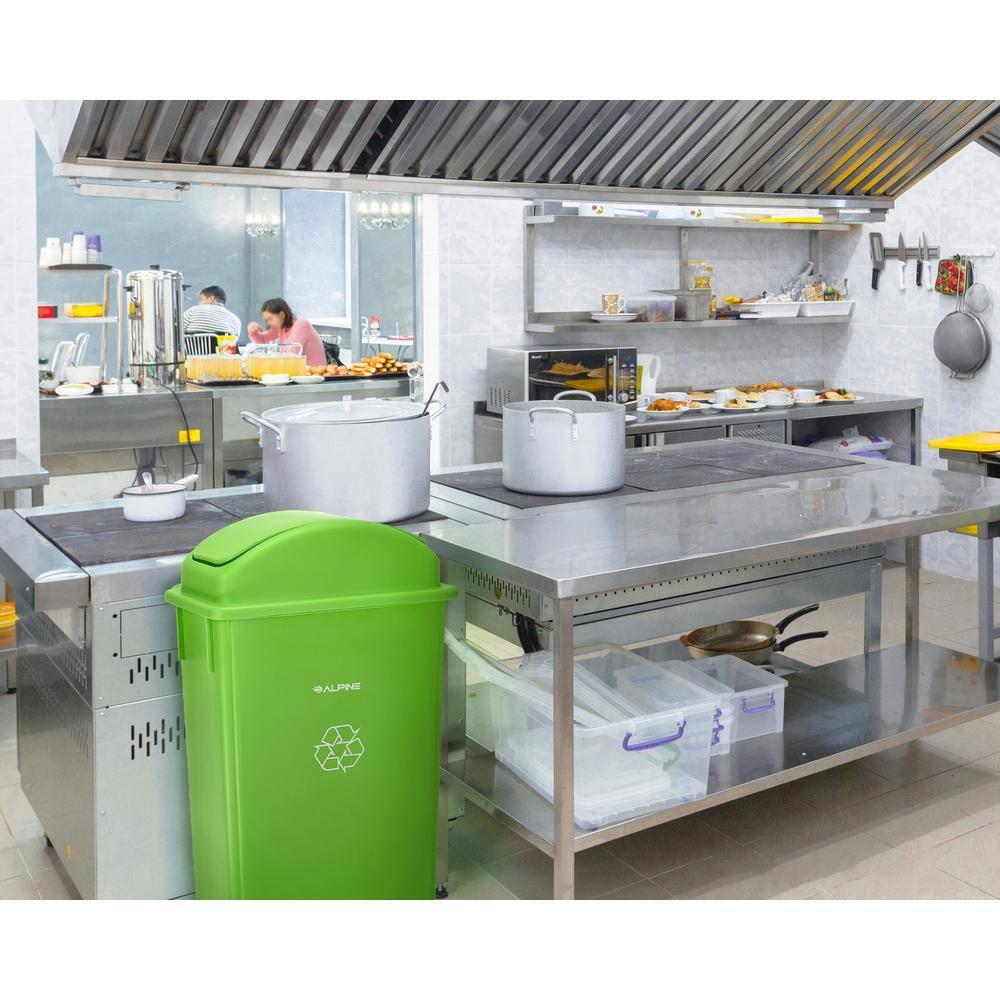 Alpine Industries Polypropylene Commercial Indoor Trash Can with Swing Lid 23-Gallon Lime Green