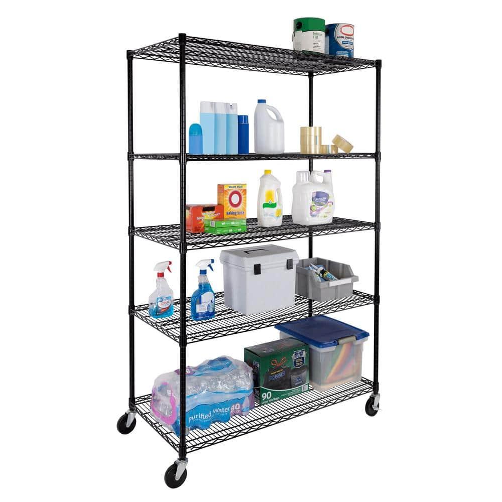 UltraDurable 24" D 5-Tier NSF-Certified Steel Shelving with Wheels